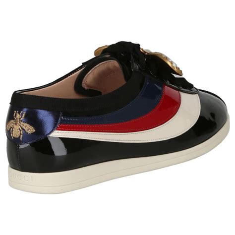 gucci black suede leather sneakers|Gucci patent leather sneakers.